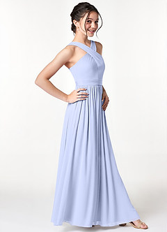 Azazie Jiya Junior Lavender A-Line Pleated Mesh Dress image3