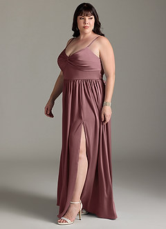 Azazie Zeya Bridesmaid Dresses Vintage Mauve A-Line Pleated Stretch Satin Dress image13
