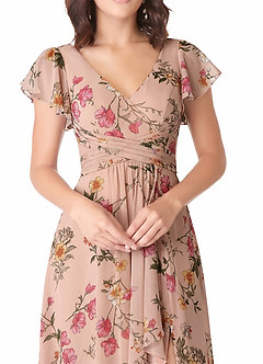 Azazie Omari Bridesmaid Dresses Rose Petal Floral A-Line Chiffon Dress image5