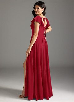 Azazie Bondi Bridesmaid Dresses Scarlet A-Line Ruched Stretch Crepe Dress image6