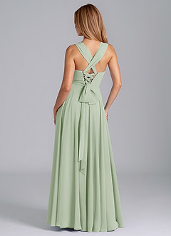 Azazie Darana Final Sale Dusty Sage A-Line Corset Chiffon Dress image9
