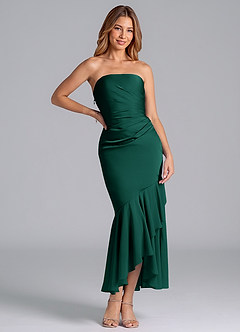 Azazie Danie Final Sale Emerald Sheath Strapless Chiffon Dress image3