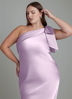 Azazie Yuanna Bridesmaid Dresses Frosted Lilac Mermaid One Shoulder Stretch Satin Dress image10
