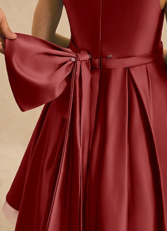 Azazie Josie Flower Girl Dresses Rust A-Line Pleated Matte Satin Dress image6