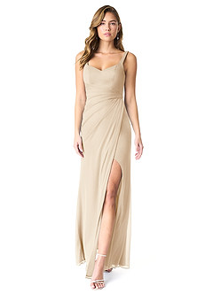 Azazie Verami Bridesmaid Dresses Champagne Mermaid Lace Mesh Dress image1