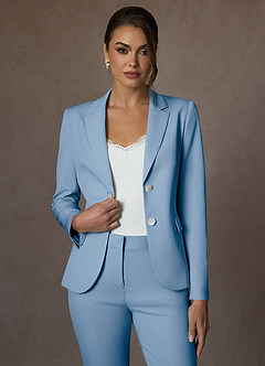 front Whitney Himmelblau Strukturierter Stretch-Blazer