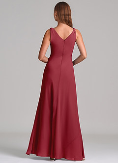 Azazie Nerine Brudtärnklänningar Klä av A-Linje i Chiffong Plisserad Granatäpple image5