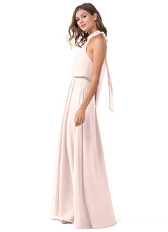 Azazie Landry Vestidos de damas de honor Vestido de Pétalo De Rosa de Malla de Corte en A con Plisado image3