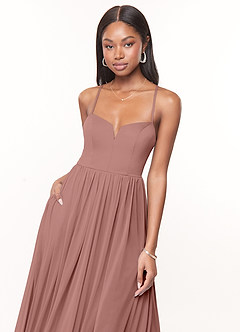 Azazie Marsol Bridesmaid Dresses Cedar Rose A-Line Corset Mesh Dress image5