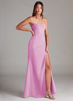 Azazie Leonis Bridesmaid Dresses Candy Pink Sheath Strapless Chiffon Convertible Dress image8