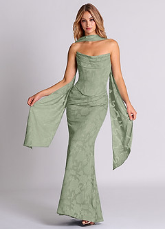 Azazie Sorrel Bridesmaid Dresses Agave Mermaid Corset Floral Burnout Convertible Dress image1