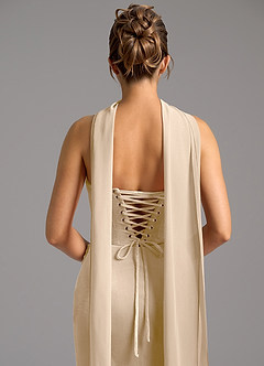 Azazie Sorrel Robes de demoiselle d'honneur Robe Sirène Convertible en velours Corset Champagne image6