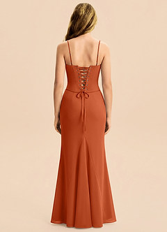 Azazie Sorrel Junior Meerjungfrau-Linie Plissee Chiffon Kleid Gebranntes Orange image7