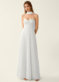 Clementine White Chiffon 3D Flowers A-line Prom Dress image4