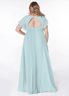Azazie Rylee Bridesmaid Dresses Mist A-Line Pleated Chiffon Dress image7