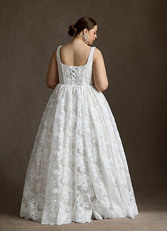 Azazie Geneva Wedding Dresses Diamond White Ball-Gown Square Neckline Lace Dress image9