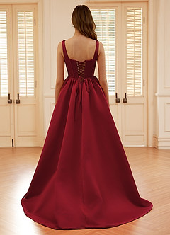 Blakellya Burgundy A-line Boned Corset Prom Dress image2