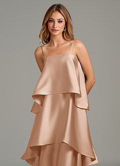 Azazie Azalea Robes de demoiselle d'honneur Robe Trapèze en Satin extensible Drapé Rose Anglais image2