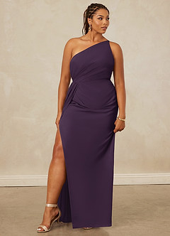 Christian Siriano Bridal for Azazie 1003 Bridesmaid Dresses Plum Sheath One Shoulder Chiffon Dress image11