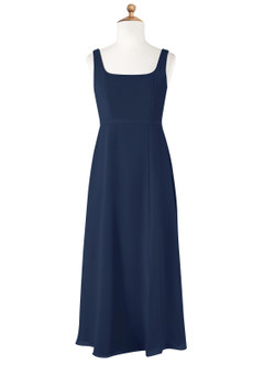 Azazie Renee Junior Dark Navy A-Line Side Slit Chiffon Dress image5