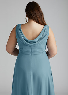 Azazie Karina Bridesmaid Dresses Moody Blue A-Line Pleated Chiffon Dress image10