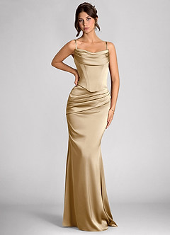 Calista Dark Champagne Luminous Satin Maxi Dress image5