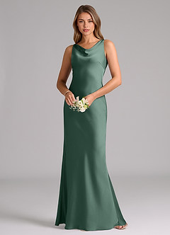 Azazie Allettie Bridesmaid Dresses Eucalyptus Mermaid Stretch Satin Dress image3