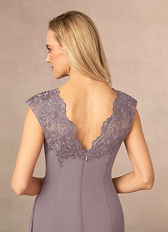 Azazie Gladys Mother of the Bride Dresses Dusk A-Line Queen Anne Lace Chiffon Dress image6