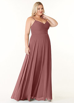 Azazie Janine Bridesmaid Dresses Desert Rose A-Line V-Neck Chiffon Dress image8