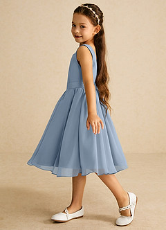Azazie Ari Flower Girl Dresses Dusty Blue A-Line Sleeveless Chiffon Dress image4