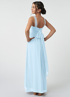 Azazie Kora Junior A라인 주름진 쉬폰 플로어 길이 주니어 신부 들러리 드레스 image4