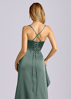 Azazie Sarai Suknie dla druhen Osłona Gorset Satyna elastyczna Do ziemi Sukienka image2