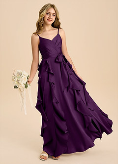 Azazie Peyton Junior Klä av A-Line i Stretch Satin Plisserad image1