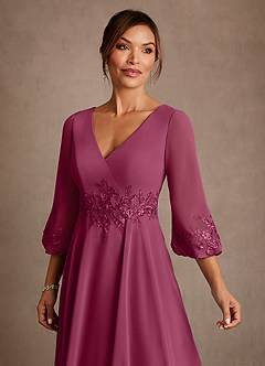 Azazie Yorba Mother of the Bride Dresses Mulberry A-Line Lace Chiffon Dress image5