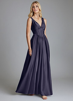 Azazie Delmie Bridesmaid Dresses Stormy A-Line Corset Stretch Satin Dress image5