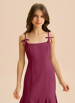 Azazie Evey Junior Abito Sirena in Chiffon Plissettato Gelso image6