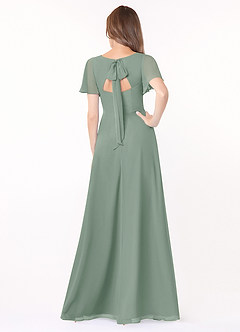 Azazie Kimber Final Sale Sangria A-Line Flounce Sleeve Chiffon Dress image3