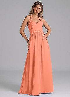 Azazie Darlyn Bridesmaid Dresses Sunset A-Line Pleated Chiffon Dress image3