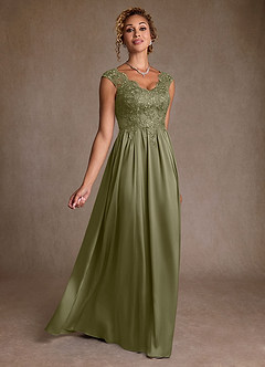 Azazie Amethyst Mother of the Bride Dresses Pistachio A-Line Lace Dress image3