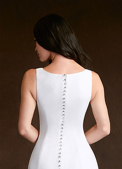 Azazie Raven Wedding Dresses Diamond White Cocoa Mermaid Side Slit Tulle Dress image6