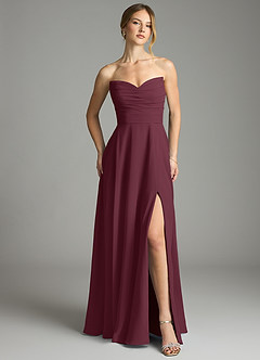 Azazie Ayla Abiti da Damigella Abito A-Line in Chiffon Scollo a Cuore Cabernet image5