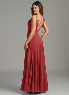 Azazie Dawn Bridesmaid Dresses Rust Mermaid Pleated Chiffon Dress image2