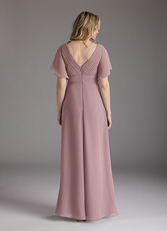 Azazie Alessa vestidos de madre de la novia Vestido de Rosa Polvorienta de Gasa de Corte En A con Cuello en V plisado image6