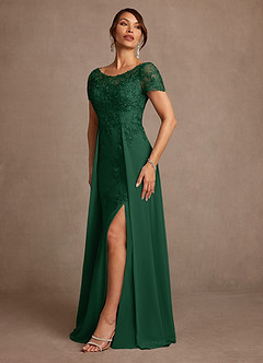 Azazie Alva Mother of the Bride Dresses Dark Green A-Line Lace Dress image5