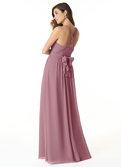 Azazie Olani Bridesmaid Dresses Vintage Mauve A-Line Off the Shoulder Chiffon Convertible Dress image3