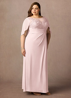 Azazie Hera Mother of the Bride Dresses Blushing Pink A-Line Lace Capelet Chiffon Dress image10