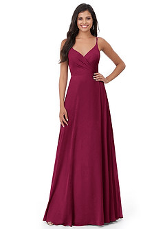 Azazie Lennon Bridesmaid Dresses Burgundy A-Line Lace Chiffon Dress image5
