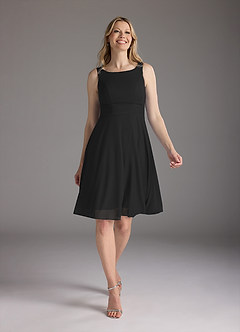 Azazie Sunny Mother of the Bride Dresses Black A-Line Pleated Mesh Dress image5