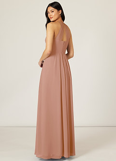 Azazie Sarah Bridesmaid Dresses Champagne Rose Empire Pleated Chiffon Dress image5