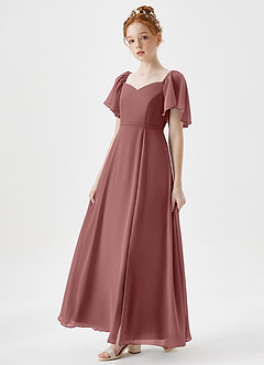 Azazie Chloe Junior Dusty Blue A-Line Sweetheart Neckline Chiffon Dress image3
